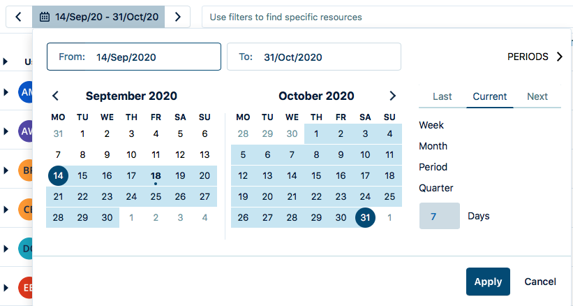 Date picker calendar