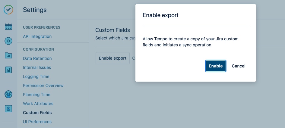 Enable export
