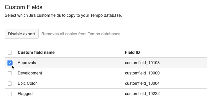 Custom field configuration