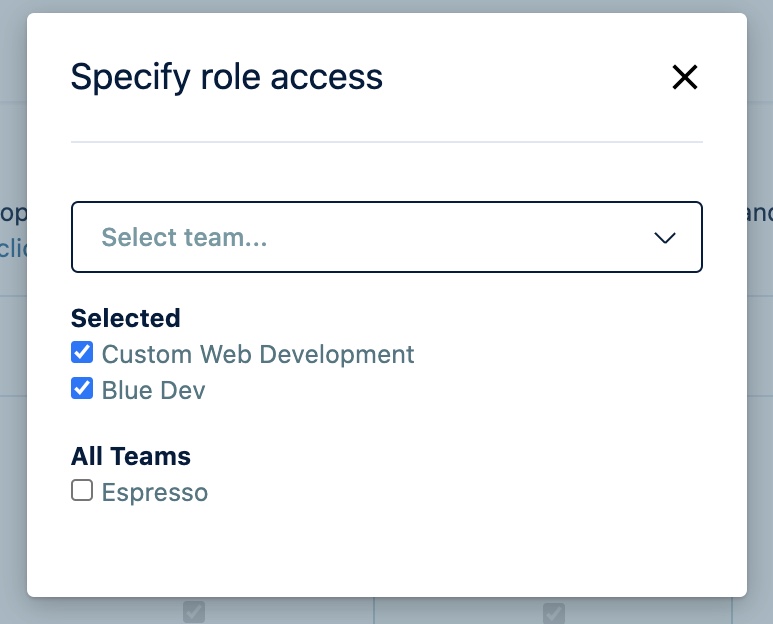 Specify role access for permission roles
