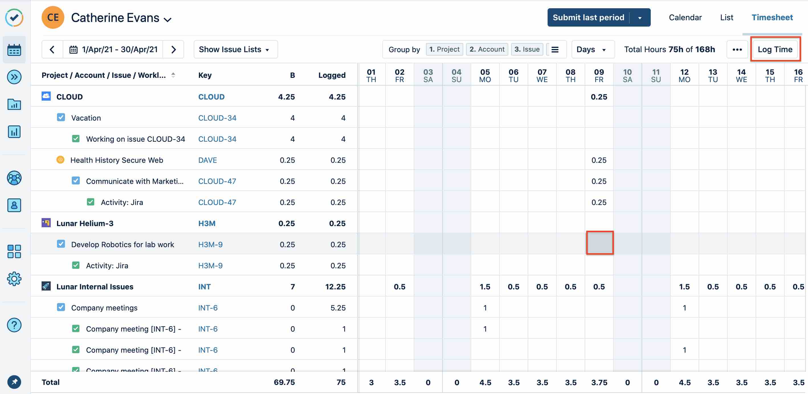 How to log time for yourself in your timesheet