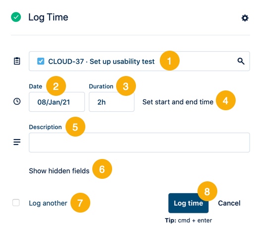 How to fill in the Log Time form