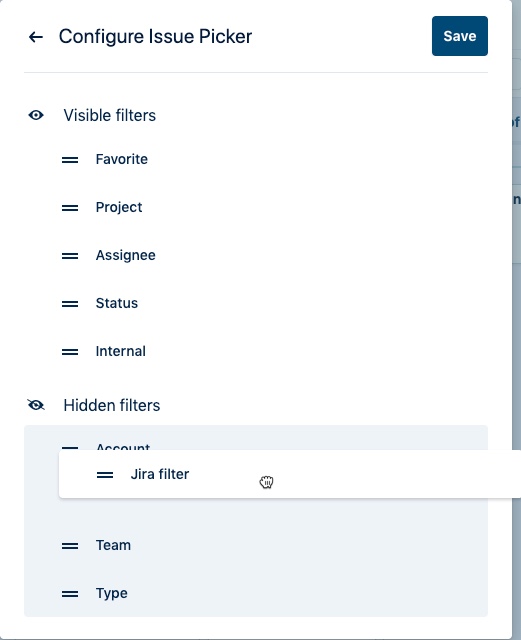 Configure issue picker