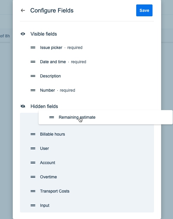 Configure fields