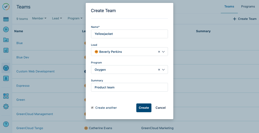Create a Tempo Team