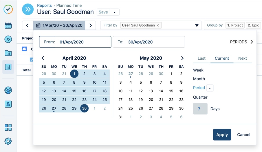 Date Picker in Reports