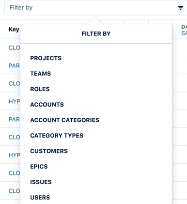 Filter data in a report