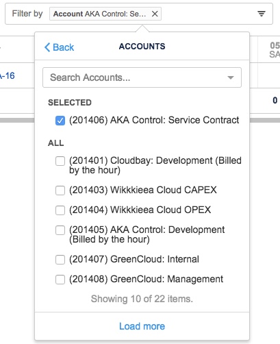 Select filters for report