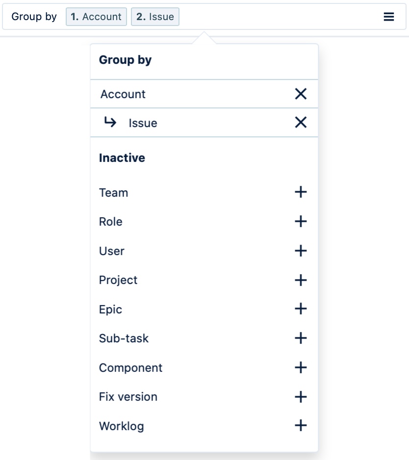 You can group data in Tempo reports by a wide range of variables