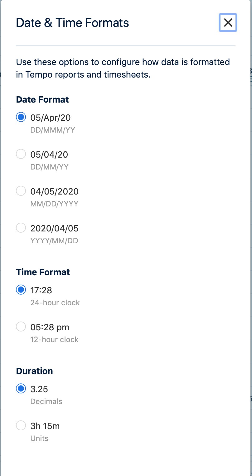 Set date and time formats for reports