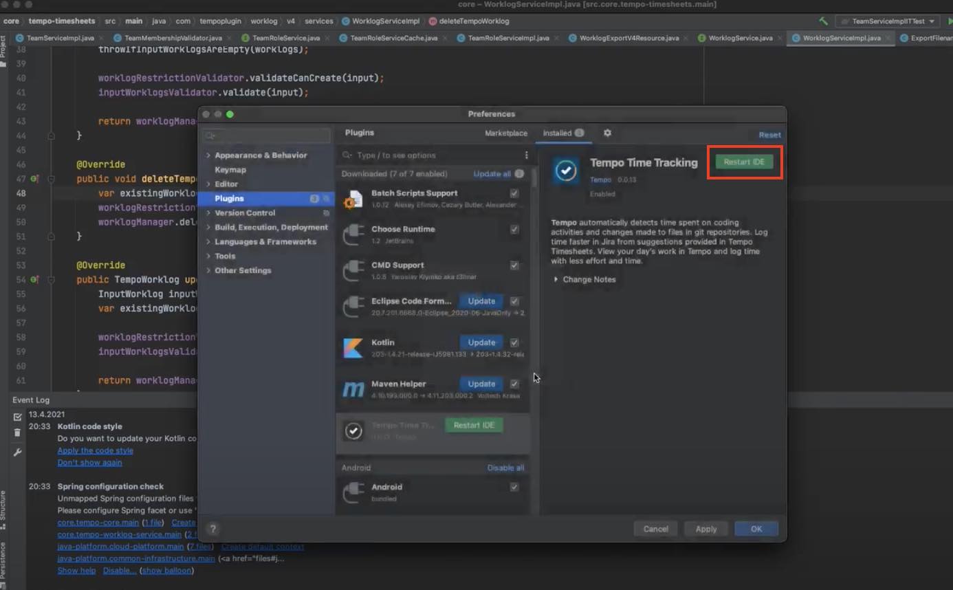 Installing Tempo for JetBrains