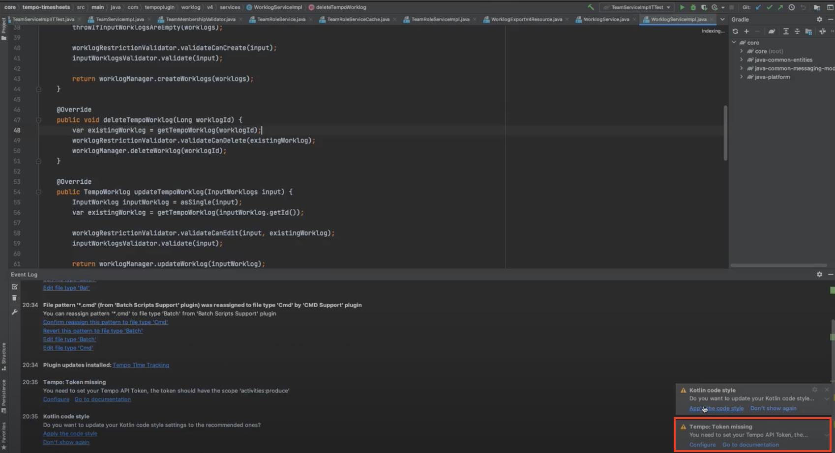 JetBrains needs a Tempo API token