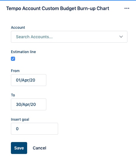 Tempo Account Custom Budget Burn-up Chart