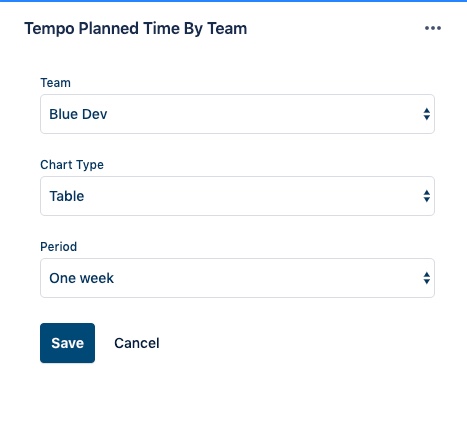 Configure Tempo Planned Time by Team gadget