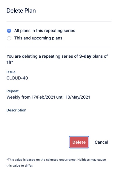 Delete plan form