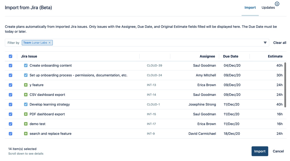 Import from Jira