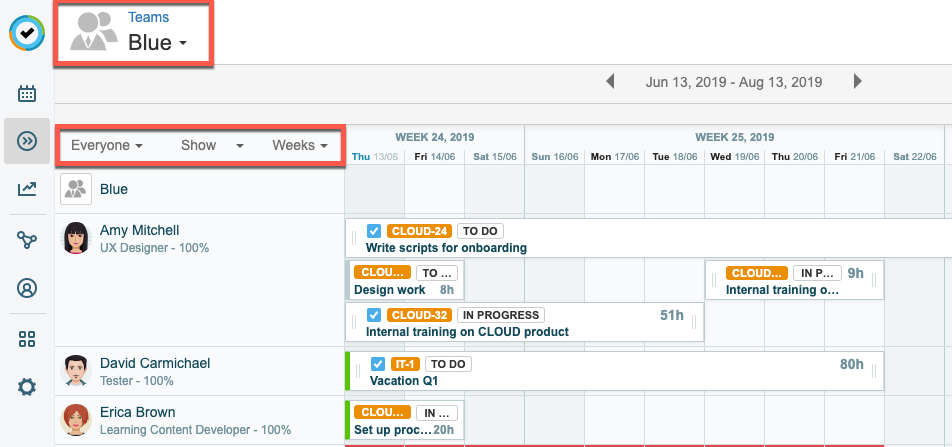 Modify Team Planning Timeline view