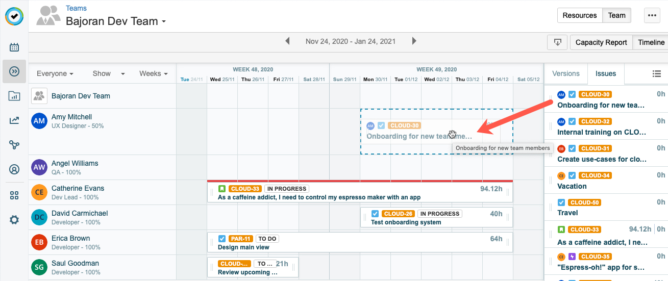 Create plans from Issues side panel