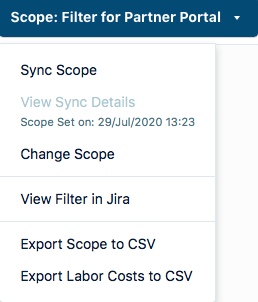 Scope dropdown menu