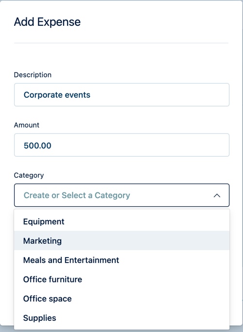 Select expense category