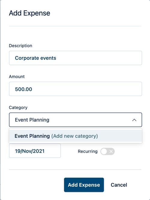 Select expense category